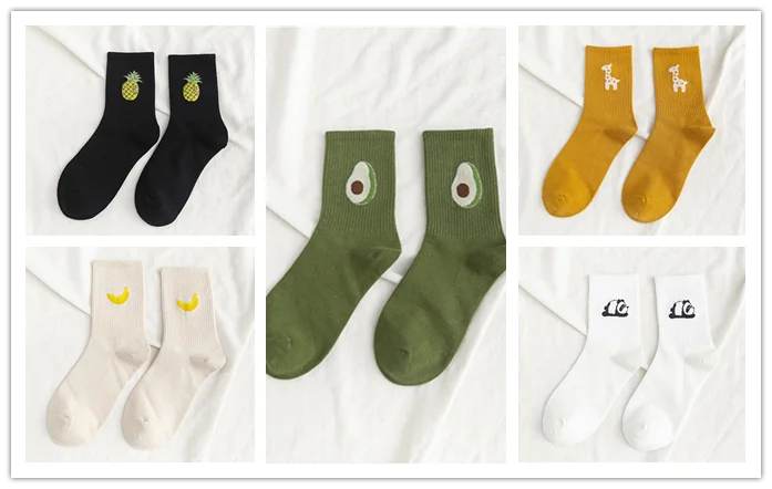 5 pairs 5 пар/упак. унисекс забавные фруктовые мужские носки Harajuku красочные средние Носки мужские 100 Хлопок Kawaii Размер 35-42 - Цвет: 5 pairs