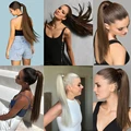 AZIR długie proste włosy w koński ogon syntetyczne przedłużenia żaroodporne włosy 22 Cal owinąć wokół kucyka Hairpiece dla kobiet