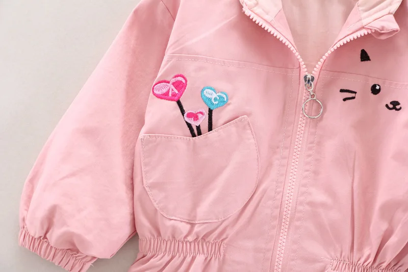 

New Spring Autumn Baby Girls Clothing Children Fashion Printed Zipper Hooded Jacket Toddler Casual Clothes Kids Outing Costume
