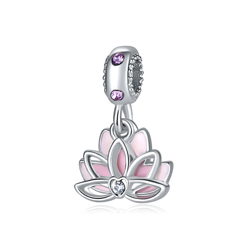 Lotus Dangle Новинка, сплав, бусина для отдыха, путешествий, Рождества, Радужный Шарм, Подходит для Пандора, браслет, ожерелье, сделай сам, Женские Ювелирные изделия - Цвет: Lotus Dangle
