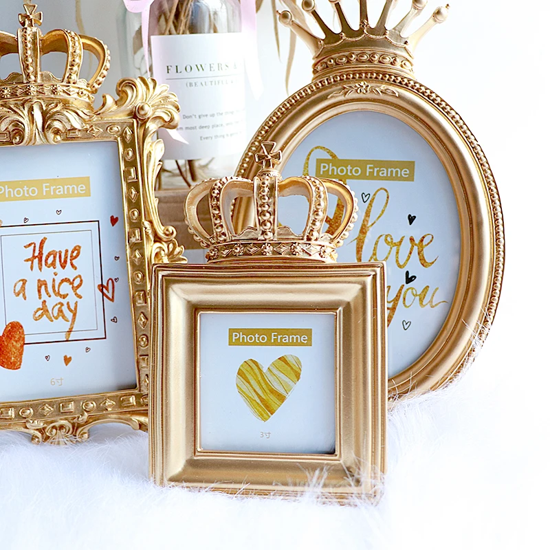 Винтажная резная Золотая Корона фоторамка рамка из смолы для картины 3/6/7 дюйма