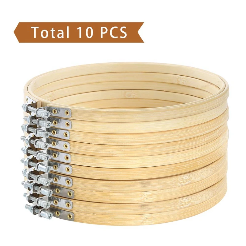 Промо-акция! 10 шт. 8 дюймов Вышивка Обручи круглый регулируемый бамбуковый круг