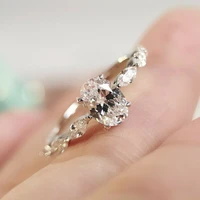 oval finger ring for women band dazzling brilliant cz stone setting classic wedding rings anniversary female charm jewelry gift