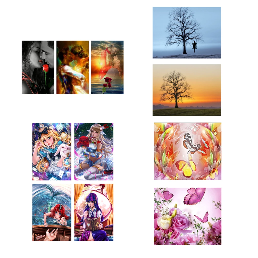 

Алмазная живопись 5D «сделай сам», Круглая Мозаика с изображением девушки, дерева, цветка, черепа, пары рисунков, вышивка крестиком, Декор