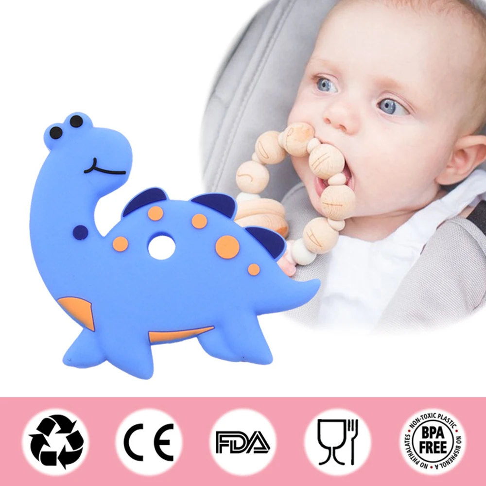 

Safety Infant Kids Teether Cute Animal Dinosaur Infant Silicone Molar Gel Tooth Toy Effectively Massage The Baby'S Gums Health