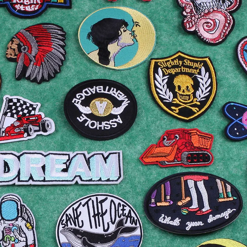 

ASSHOLE Iron on Patches for Clothing Stickers on Clothes Decal Punk Indian Skull Embroidered Patches for Clothing Stripe Badges