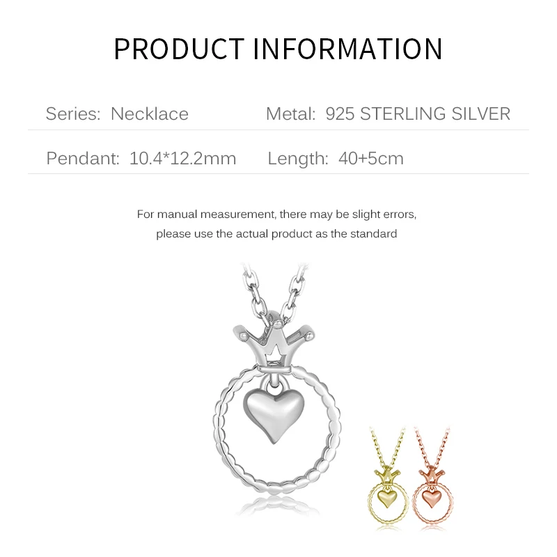 

TARMAFIA Female Necklace 925 Sterling Silver Gold Color Round Crown Pendant Women Choker Necklace Fine Jewelry Femme