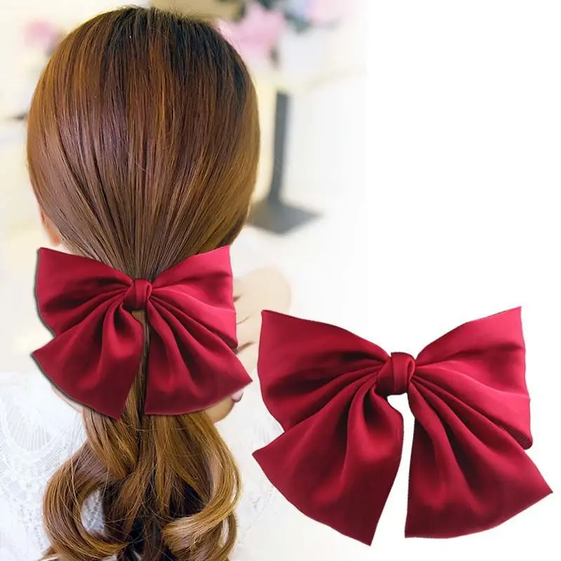 Модные шифоновые заколки для волос с бантом, Большая большая заколка в виде бантика для женщин, для девочек, атласные Модные женские заколки для волос, новые аксессуары для волос