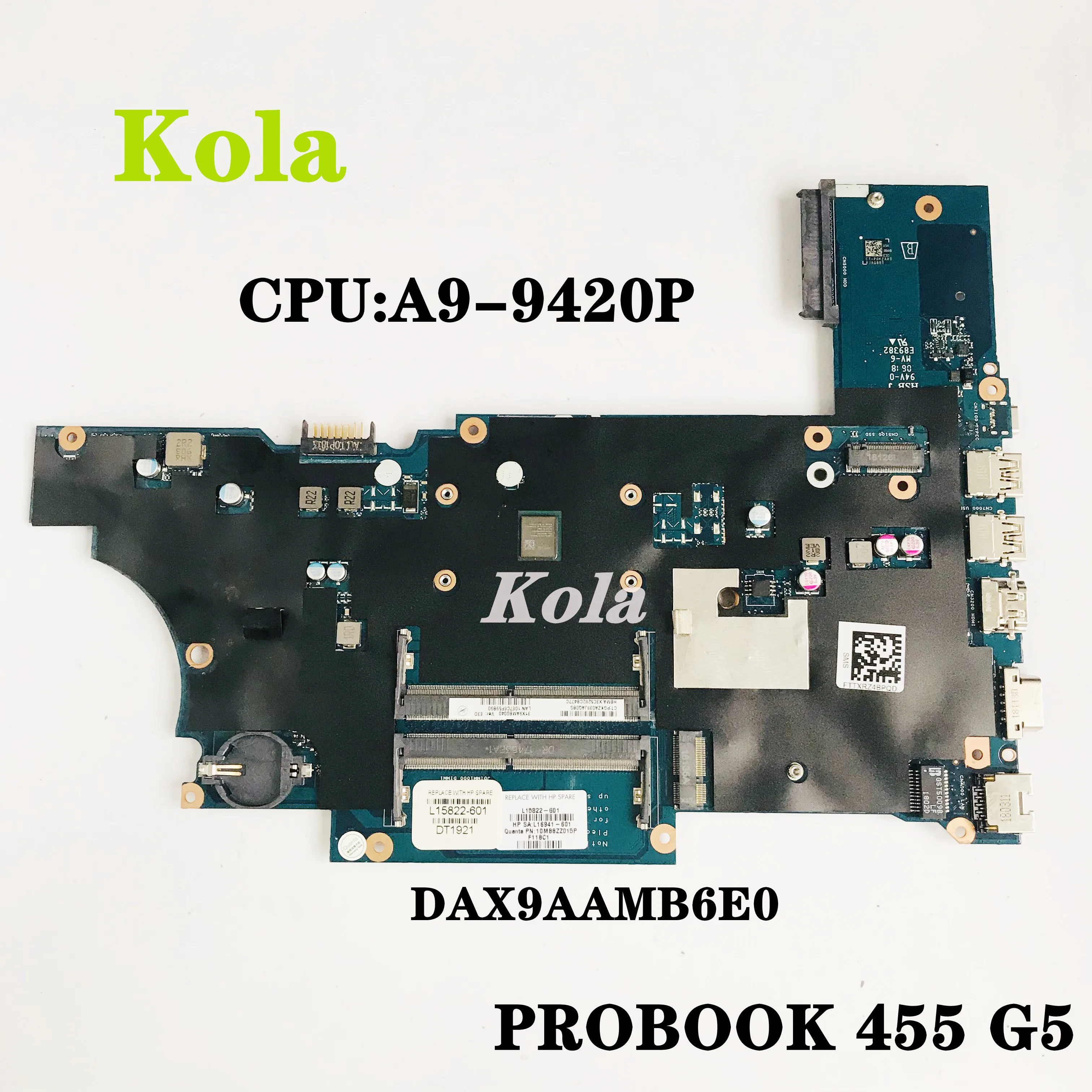 For HP PROBOOK 455 G5 Laptop Motherboard With A9-9420P CPU L15822-601 L15822-001 DAX9AAMB6E0 100% fully tested | Компьютеры и офис