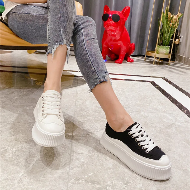 

Туфли женские холщовые, на толстой подошве, на шнуровке, универсальные, большие размеры 36-40, повседневные, для весны и осени