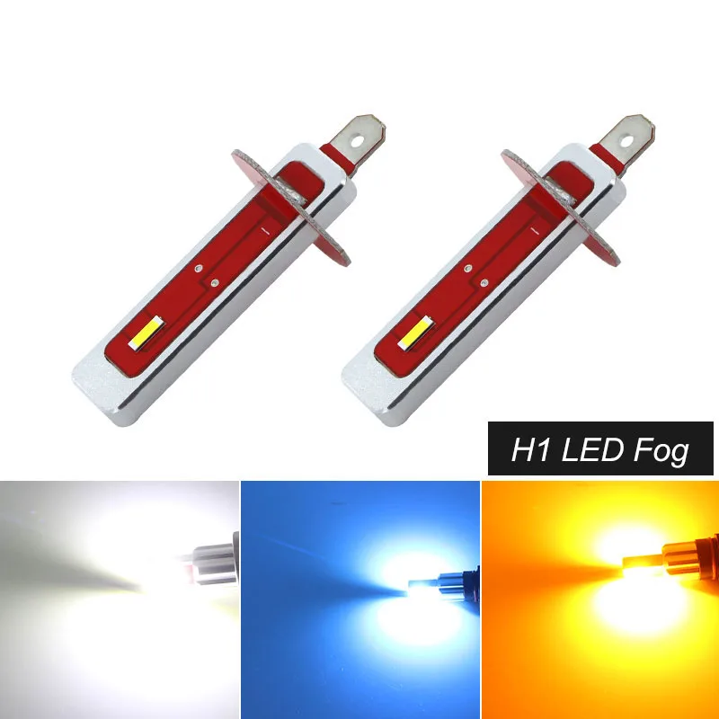 Bombillas LED de alto brillo H1 para coche, lámpara antiniebla de 4000LM, DRL, luces internas de circulación diurna, blancas, 6500K, amarillas y azules, 12V, 2 uds.