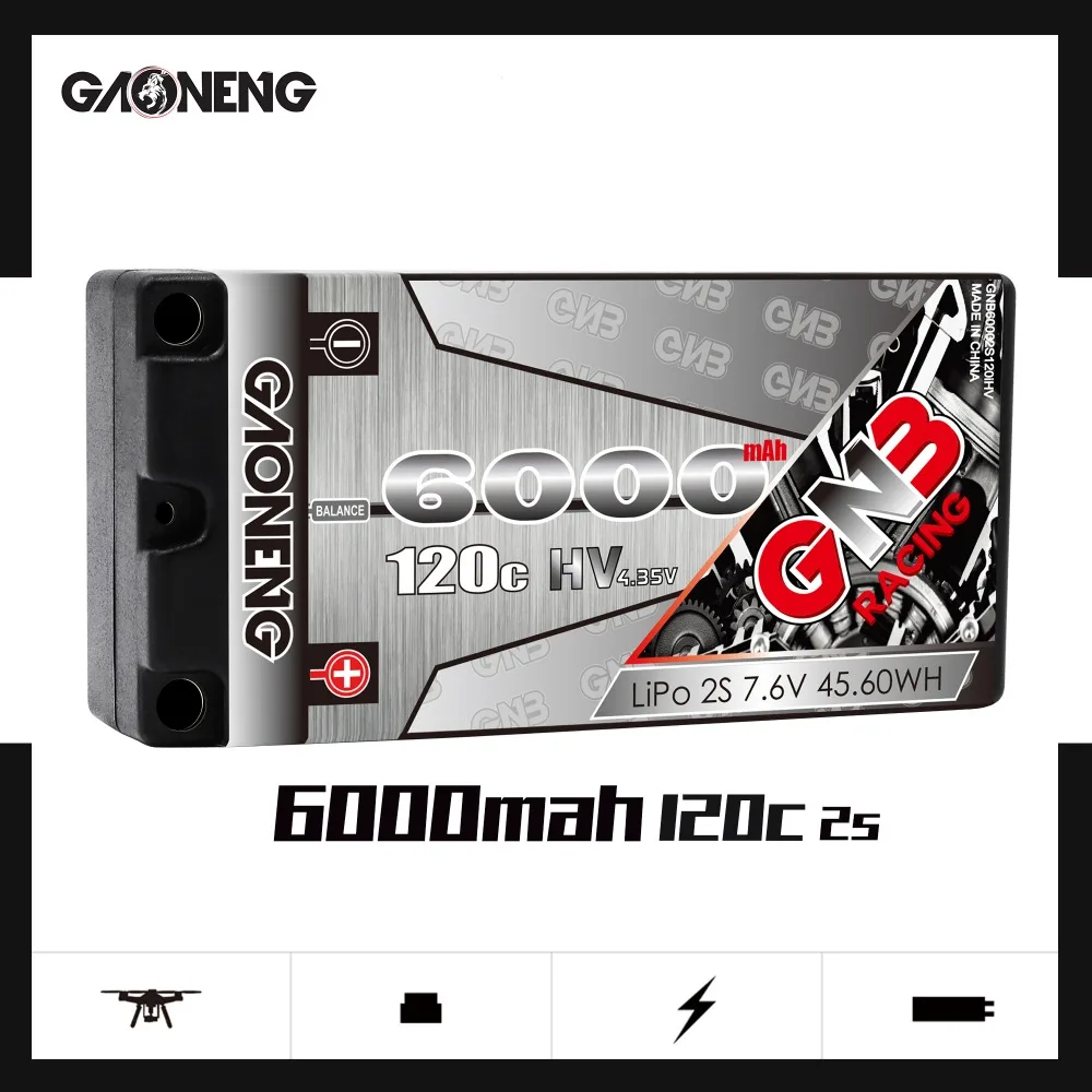 Аккумулятор Gaoneng GNB 6000 мАч 2S 7 6 В HV 120C 240C Hardcase коротышка LiPo для RC HPI HSP 1/8 1/10 багги