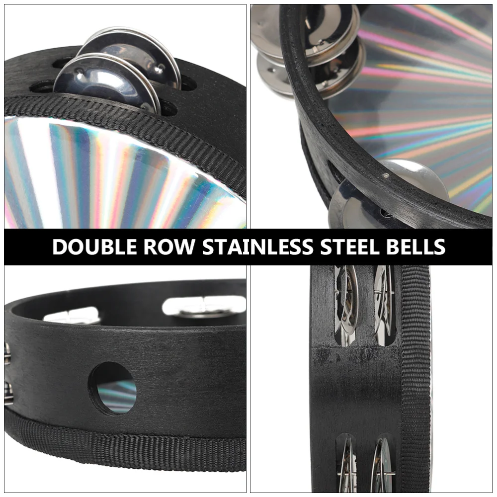 

Tambourine Drum with Double Row Bells Radiant Hand Drum Percussion