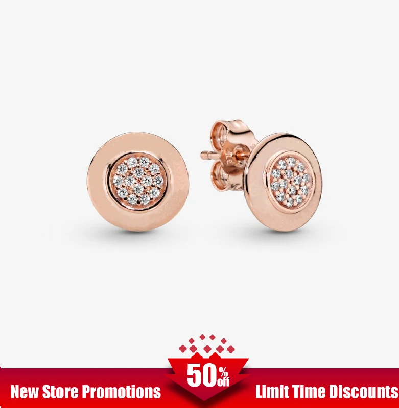 Женские круглые серьги из серебра 100% пробы с инкрустированным розовым кирпичом |