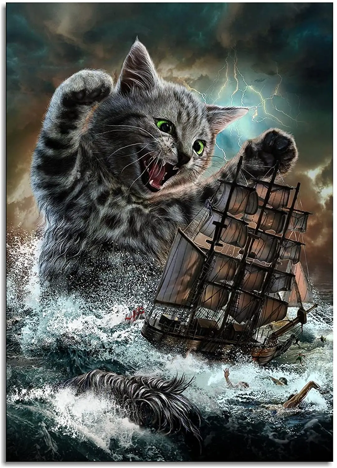 

Asailor плакат с животными, кошка, корабль, холст, печать, настенное искусство для дома, офиса, спальни, украшения, холст, художественный плакат и...