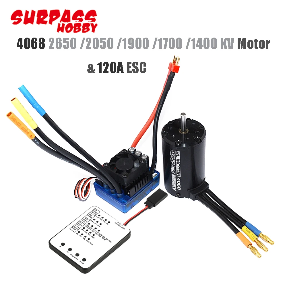 RC Водонепроницаемый 4068 1700/1900/2050/2650KV бесщеточный двигатель с 120A Brushless ESC и