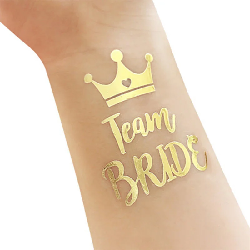 10pcs Bronzing Waterproof Bridesmaid Team Temporary Tattoo Bachelorette Party Sticker Decoration Marriage Bride Supplies | Дом и сад