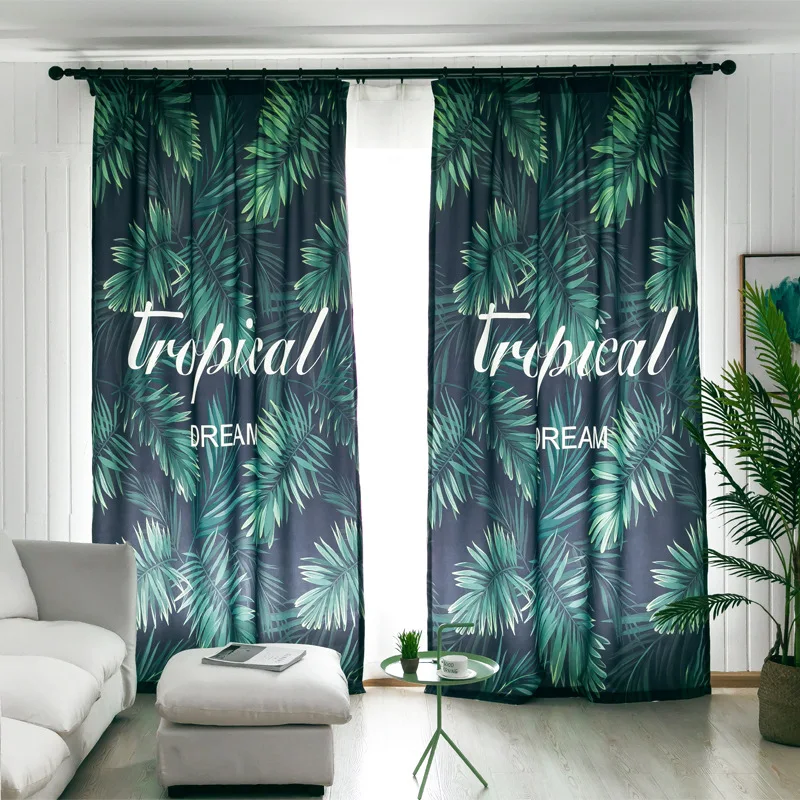 2019 завод папоротник лист Фламинго волна шторы гостиная полу затенение