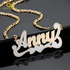 Индивидуальное ожерелье из нержавеющей стали с именем, двойное позолоченное ожерелье с именем на заказ, очаровательные ювелирные изделия для женщин