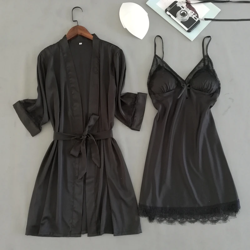 Пижамный комплект женский кружевной из 2 предметов|Комплекты халатов и сорочек| |