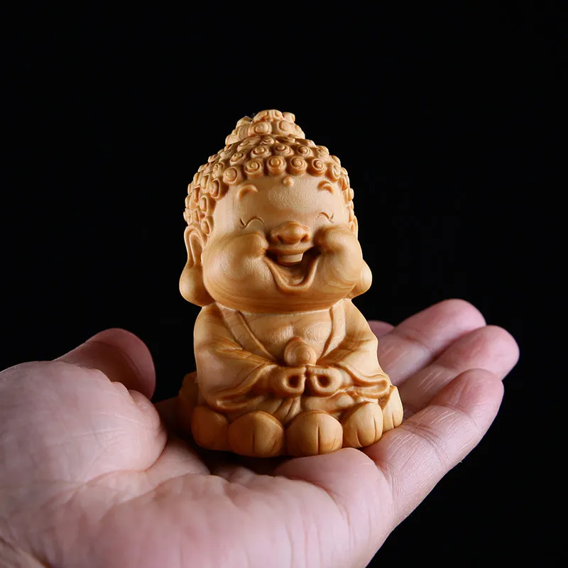 Креативные милые фигурки Будды маленький мастер Maitreya Bodhisattva резьба по дереву