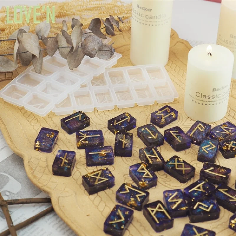 

LOVE'N LV188R Handmade Crafts Accessories amulet mould AstroGadget Grid energy symbol language Runes Set Silicone Mold for Resin