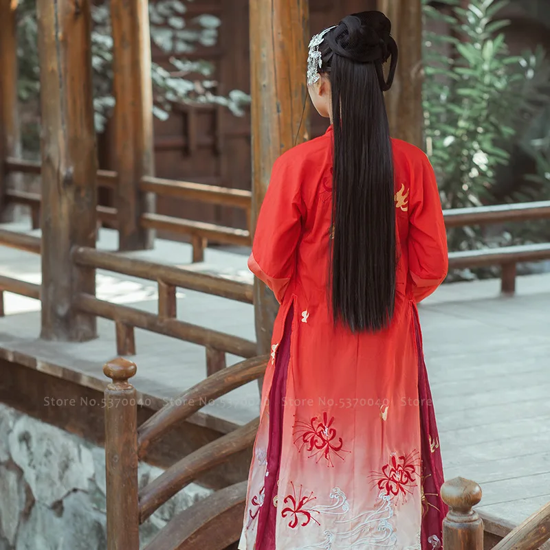 Китайский стиль традиционное Hanfu женское свадебное платье халат юбка народный