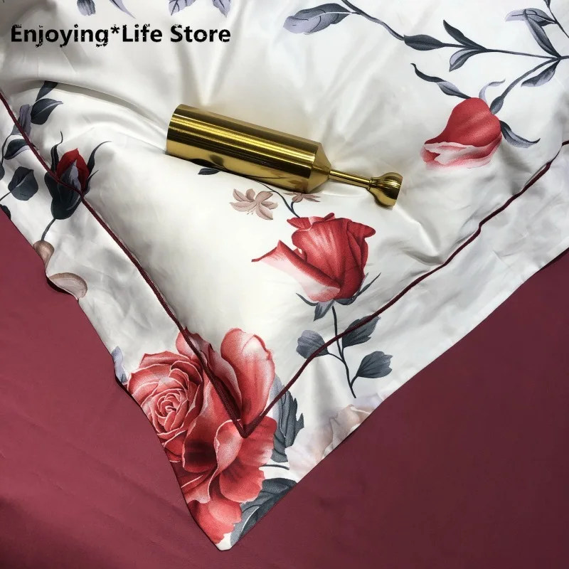 

600TC Egyptian Cotton Bedding Sets Queen King Size Bed Duvet Cover Bed Sheets/fitted Sheet Linen Set Pastoral Style Bed Set