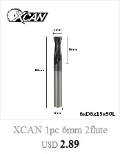 XCAN 1 шт. 1-12 мм нано синее покрытие 2 Флейта плоский концевой фреза 50 градусов Карбид Концевая фреза ЧПУ фреза