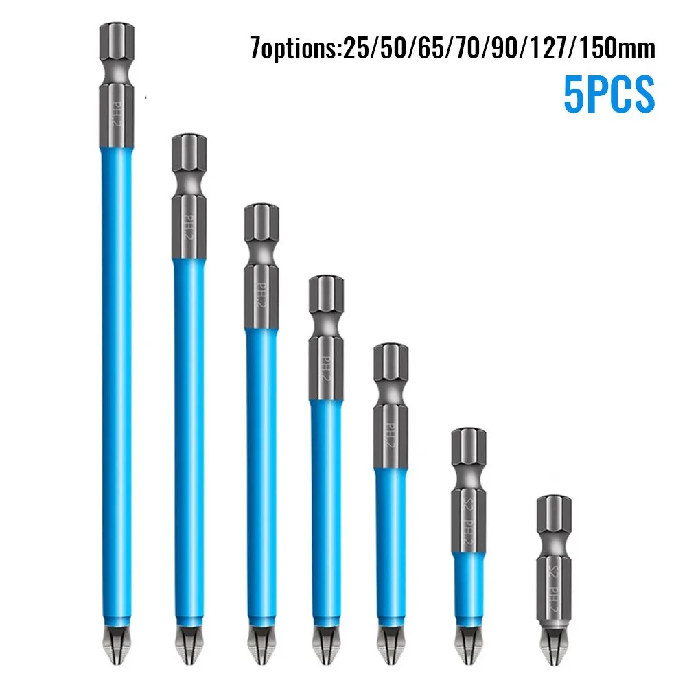 

1/4\" Hex Shank Electric Screwdriver Bits 25mm/50mm/65mm/70mm/90mm/125mm/150mm 5pcs 5x