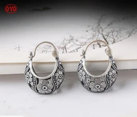 925 silver earrings retro thai silver earrings female ethnic style silver jewelry classical beauty hollow pattern