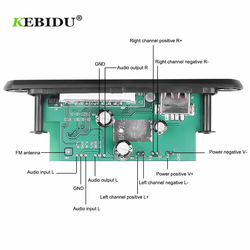 Kebidu 2*25 Вт усилитель Bluetooth5.0 Mp3 Wma декодер плата аудио модуль Usb Fm Tf автомобильное