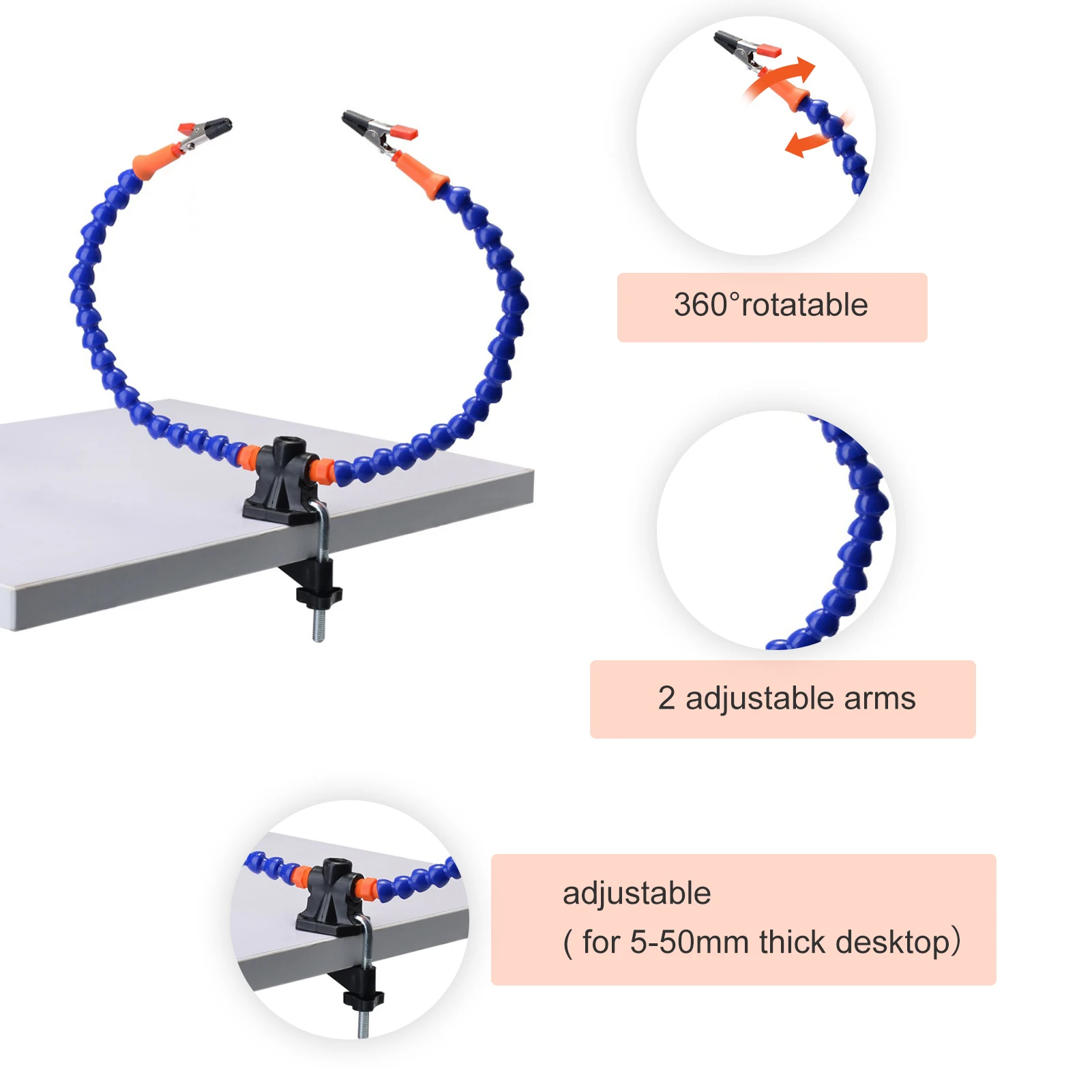 

Helping Hands Soldering Station Table Clamp Soldering Station PCB Holder With 2 Flexible Arms for RC Models Soldering