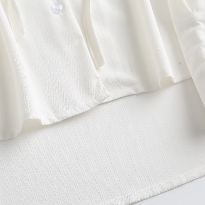 

TRAF Women 2021 Fashion With Belt Back Pleated Blouses Vintage Lantern Sleeve Button-up Female Shirts Blusas Streetwear