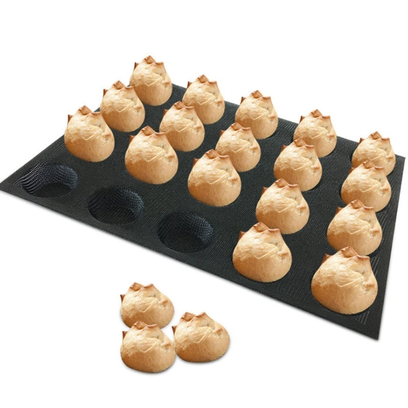 Molde de silicona de 20 agujeros para pasteles, Mini Pizza, modelo redondo, pan, hamburguesa, bandeja antiadherente para hornear, herramienta CNIM caliente-4