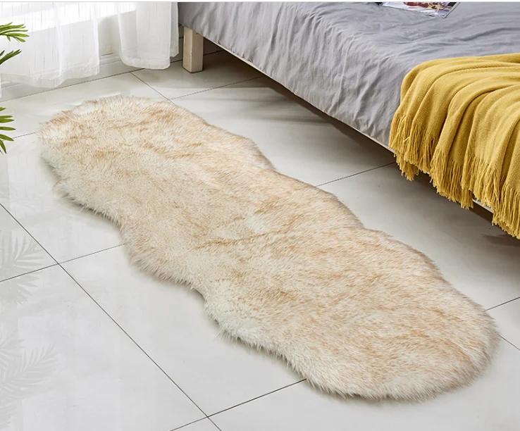 HQ Sheepskin Faux Fur Carpets Rugs For Home Bedroom Kids Living Room Chair Warm High Quality Non-slip White Gray Plush Mat | Дом и сад