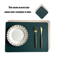 double sided use faux leather placemats tablemats coaster easy to clean for kitchen dining table restaurant a tiny gift