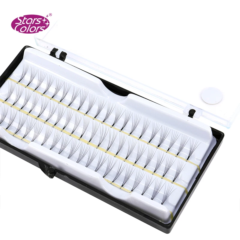 StarsColors 6D ресницы 60 пряди норковые для наращивания натуральные зеленые