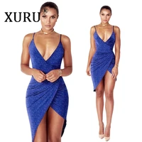 xuru shiny pleated sexy womens dress 2021 new hot sale spring and summer dress slim irregular club party nightclub dress
