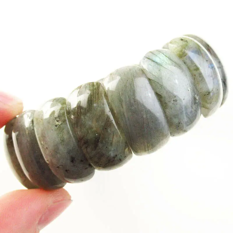

25x12x7mm Natural Labradorite Oblong Stretchy Bracelet 7.5 Inch SL256