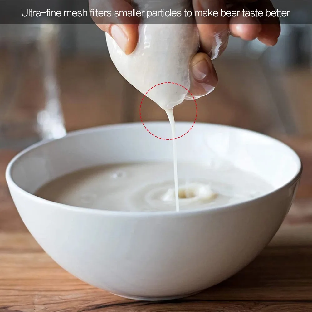 

Beer Homebrew Filter Bag for Brewing Malt Boiling Wort Mash Strainer Tool Mesh Nylon Food Strainer Bag Nut Milk Juice Filter