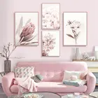 Постер с розовыми цветами розы в скандинавском стиле цветочный ботанический принт на холсте искусство простота настенная живопись скандинавский домашний декор