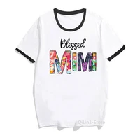 watercolor blessed mimi letter print t shirt women super mom tshirt femme mothers day gift t shirt female harajuku shirt