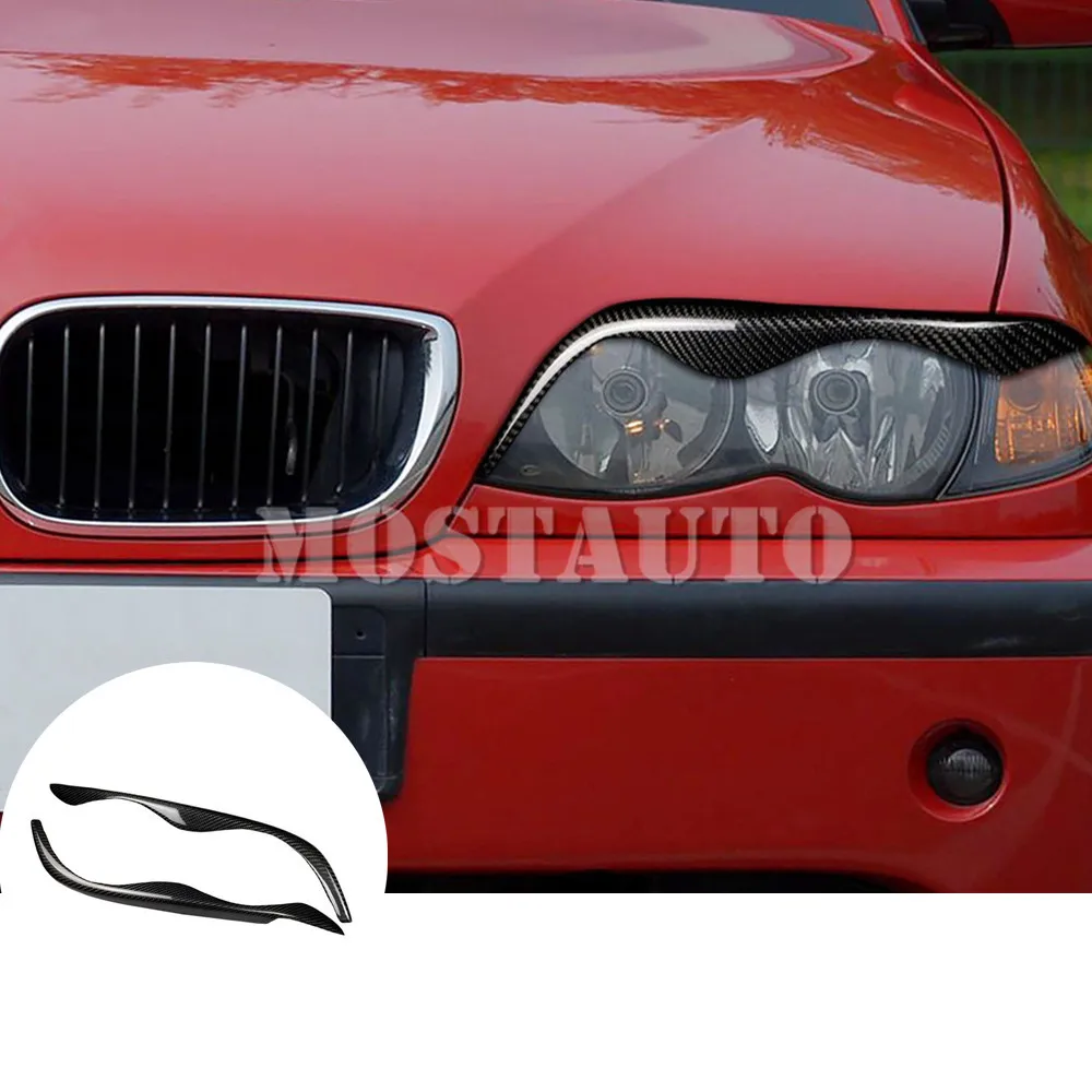 For BMW 3 Series E46 Real Carbon Fiber Exterior Headlight Cover Eyelid Eyebrow Trim 1998-2004 Car Accessories
