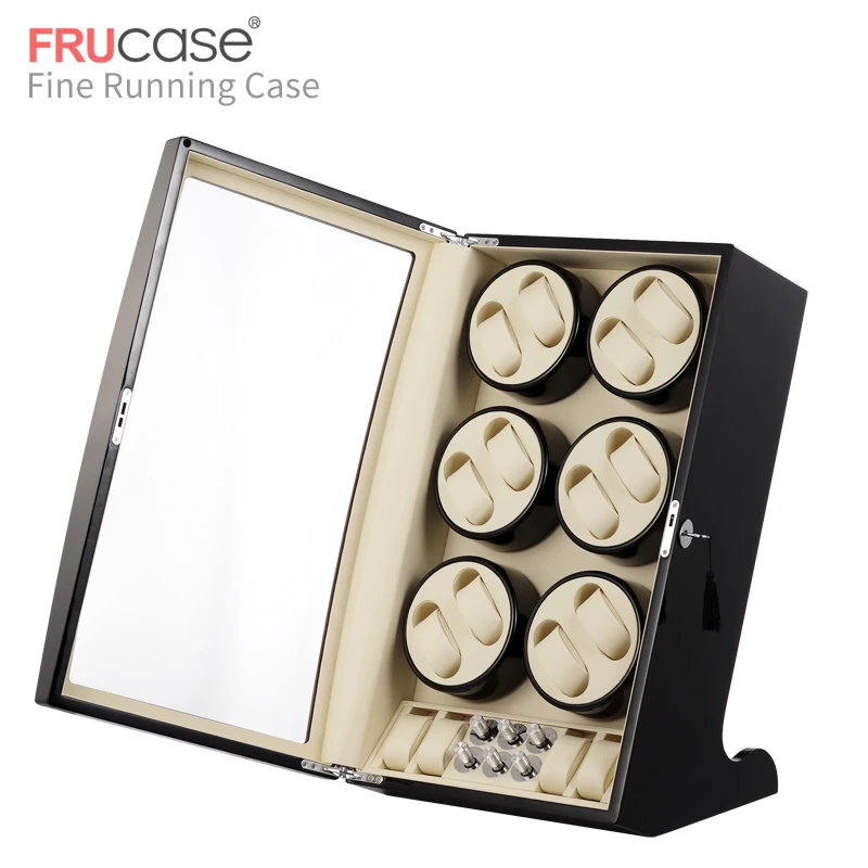 

FRUCASE Black high finish Automatic Watch Winder Box display collector storage AC Power Operated ultra-silence 12+4