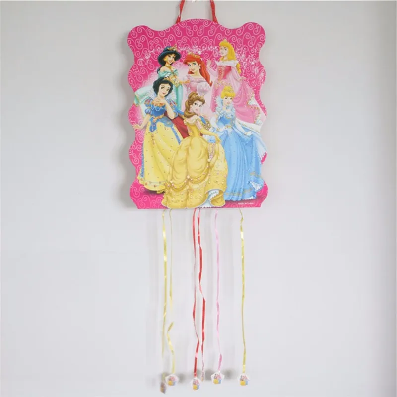 Pinata-1pcs Шесть принцесс Белль Аврора ребенок девочка прекрасный день рождения пакет события вечерние Рапунцель чашки пластины маска ребенок душ одноразовые наборы посуды - Цвет: Pinata-1pcs