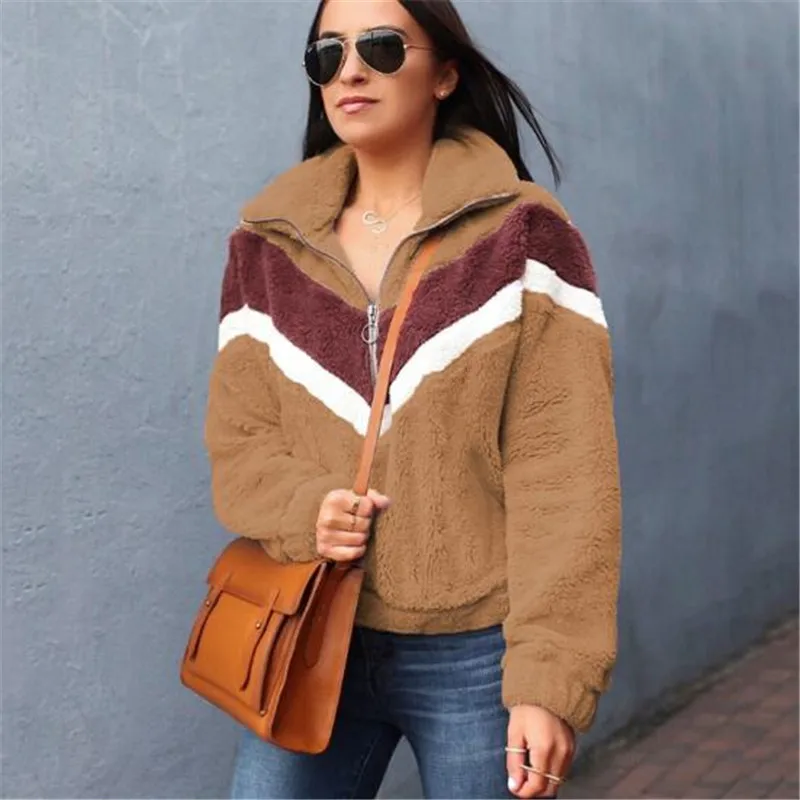 Женская флисовая толстовка в стиле &quotкэжуал&quot на молнии пэчворк большого