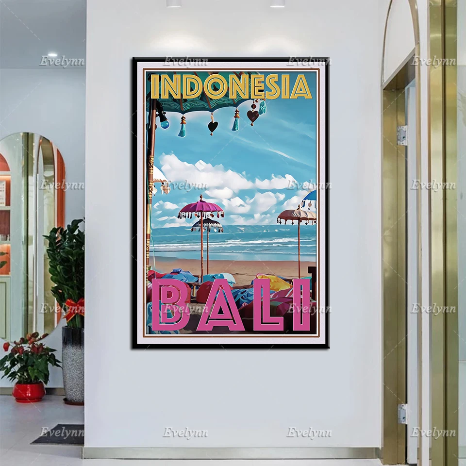 Винтажный постер в стиле ретро для путешествий Бали Индонезия - Цена: 6646.4