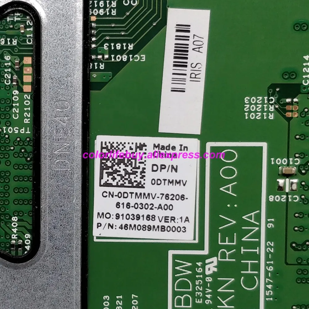 Натуральная CN-0DTMMV 0DTMMV 14216-1 1XVKN N16V-GM-B1 GPU i3-5015U материнская плата для ноутбука Dell Inspiron