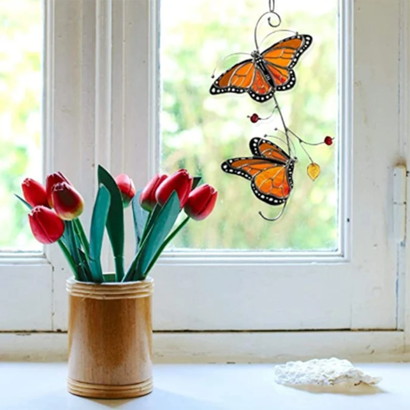 

Tinted Metal Butterfly Wind Chime For Wall Window Practical furniture supplies room decoration accessories Home utensils